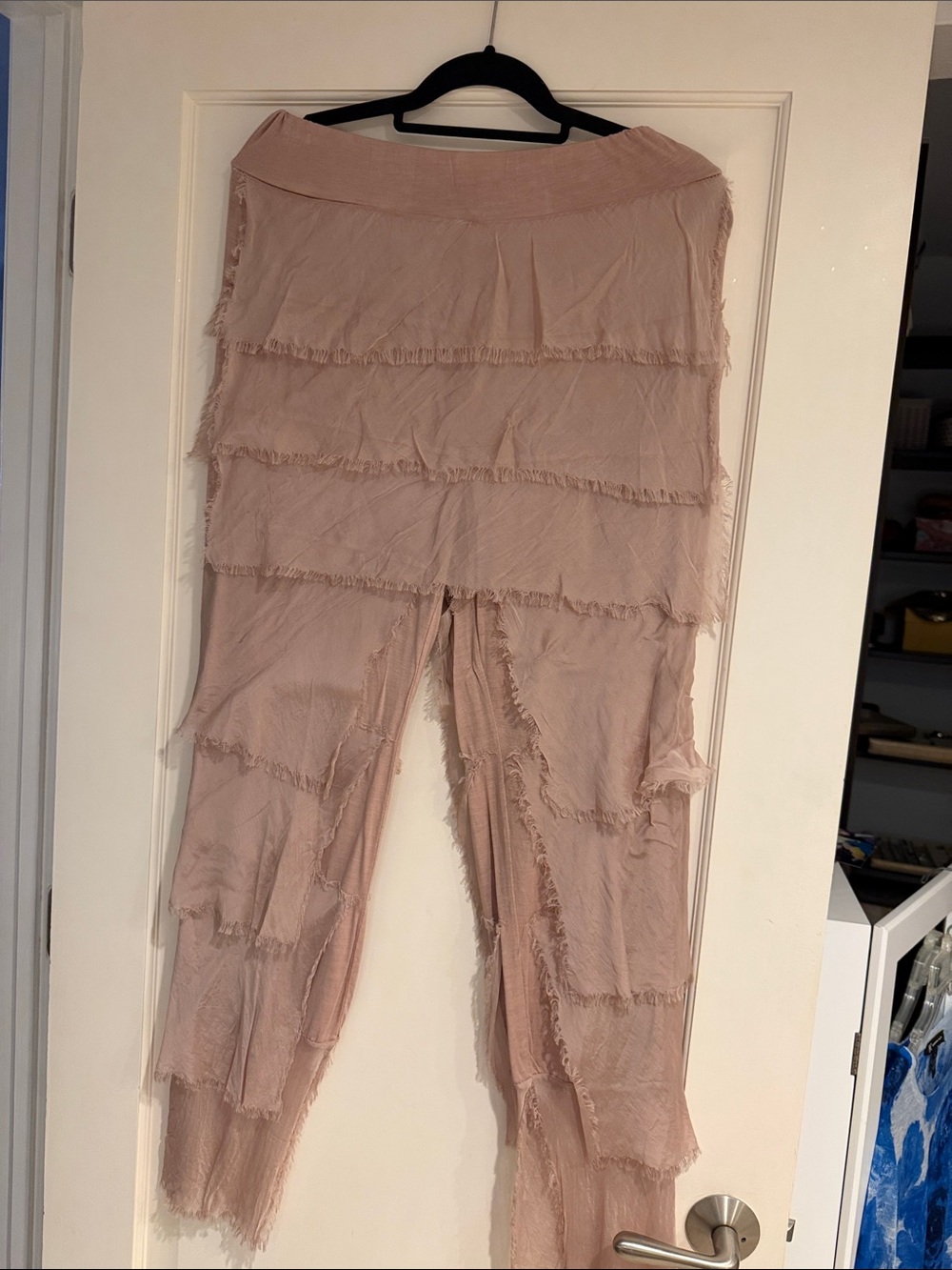 Girls Layered Ruffle Leggings in Blush Pink